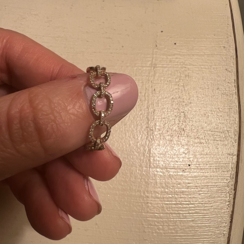 Rose Gold EF Collection Diamond Chain Link Ring - Picture 4 of 7